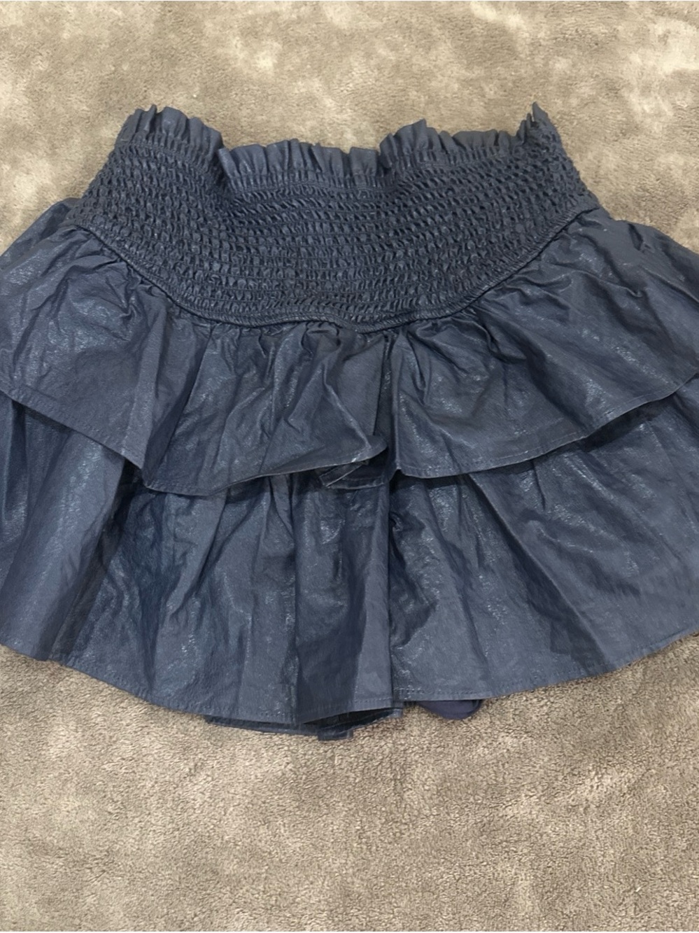 Mustard Seed Navy Smocked Tiered Mini Skirt